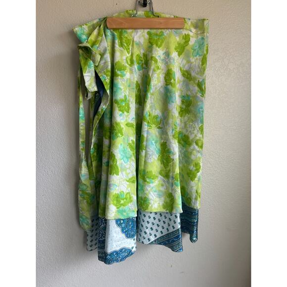 Incredible-art Silk Sari Skirt Magic Wrap Skirt Reversible Double Layer Floral - Picture 1 of 7